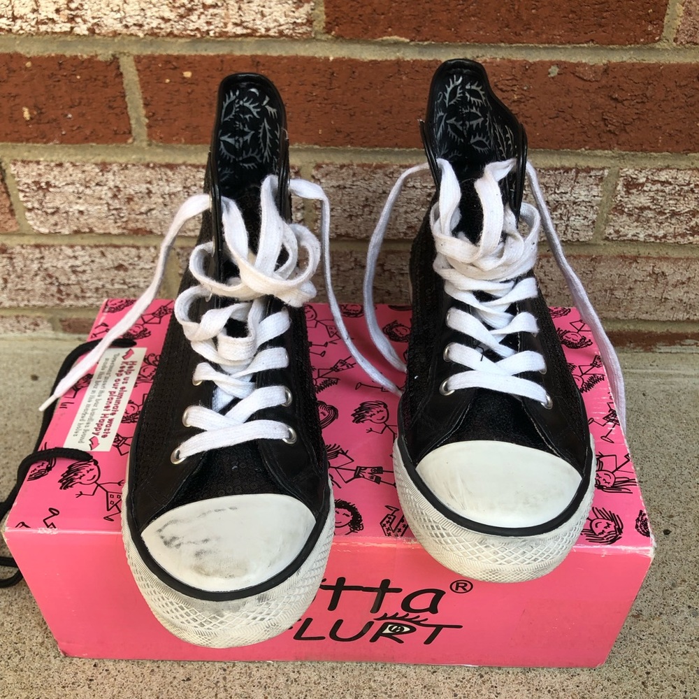 Black sparkly high top shoes